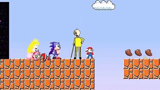 Mario: FAT 2 FIT CHALLENGE With Peach, Sonic, Amy - Mario Bros.