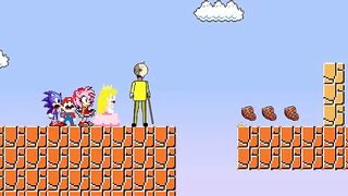 Mario: FAT 2 FIT CHALLENGE With Peach, Sonic, Amy - Mario Bros.