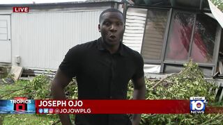 Tree snaps and falls on Pompano Beach mobile home during storm