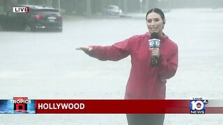 Hollywood Beach rescue vehicles help cars stuck in flooding