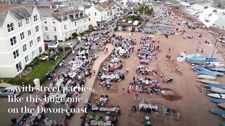 Jubilee: Street party in Devon spills onto the beach as people across the country celebrate