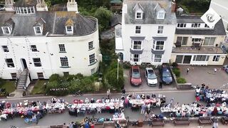 Jubilee: Street party in Devon spills onto the beach as people across the country celebrate