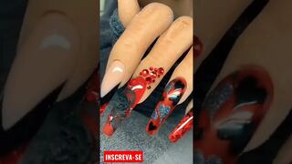 revealing tips decorated nails with gel stretching on tips, unhas decoradas, #shorts #manicure