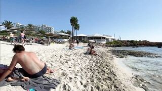 IBIZA Beach Summer - Beautiful Beach of Nissi Amazing Clear Water Walking 4K Video