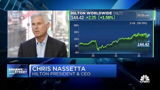 Hilton CEO Chris Nassetta says hotel chain not seeing any signs of travel slowdown