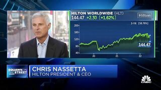 Hilton CEO Chris Nassetta says hotel chain not seeing any signs of travel slowdown