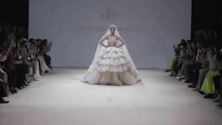 Models CAN'T WALK in huge wedding dresses during Maram Borhan Fall/Winter 2022-23 Fashion Show