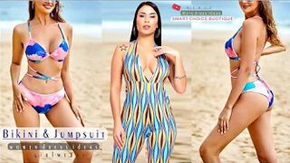 Best of v neck & wide leg jumpsuit | crossed design bikini