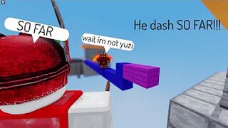 He dashes SO FAR with YUZI KIT!!, roblox bedwars