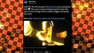 THE BLOXY AWARDS EVENT IS BACK!!! (ROBLOX 9TH ANNUAL BLOXY AWARDS 2022 CONFIRMED)