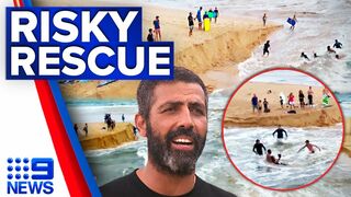 Surfers save man from being washed out at Sydney beach | 9 News Australia