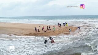 Surfers save man from being washed out at Sydney beach | 9 News Australia