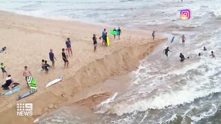 Surfers save man from being washed out at Sydney beach | 9 News Australia