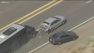 Police chase involving a party bus from Pacific Beach ends in a collision north of Los Angeles