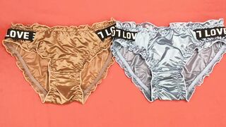 Collection 2 Colors Satin Panties, Shiny Panty Bikini Sexy Size F | กางเกงในเซ็กซี่ #238