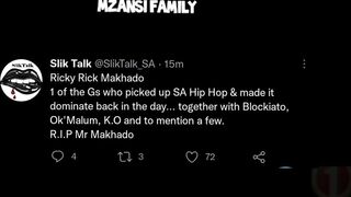 Riky Rick passes On????| Celebrity's Reactions, Cause and his last Tweet