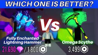 Lightning Hammer VS Omega Scythe! Which one is more worth it? - Roblox Mining Simulator 2