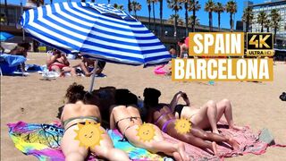 ???????? BARCELONA (SPAIN) ????️ Best Beach Walk Tour 4K