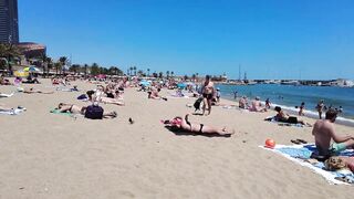 ???????? BARCELONA (SPAIN) ????️ Best Beach Walk Tour 4K