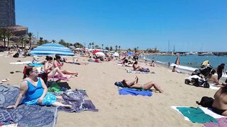 ???????? BARCELONA (SPAIN) ????️ Best Beach Walk Tour 4K