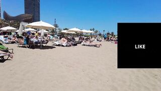 ???????? BARCELONA (SPAIN) ????️ Best Beach Walk Tour 4K