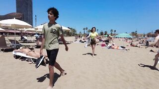 ???????? BARCELONA (SPAIN) ????️ Best Beach Walk Tour 4K