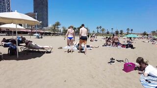 ???????? BARCELONA (SPAIN) ????️ Best Beach Walk Tour 4K