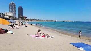 ???????? BARCELONA (SPAIN) ????️ Best Beach Walk Tour 4K