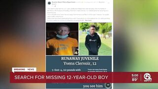 FBI joins search for missing 12-year-old Boynton Beach runaway boy