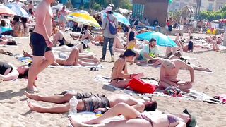 Barcelona beach walk/ beach Barceloneta????what a hot beach day????️