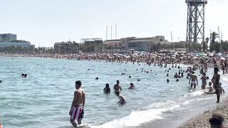 Barcelona beach walk/ beach Barceloneta????what a hot beach day????️