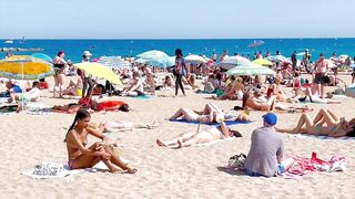 Barcelona beach walk/ beach Barceloneta????what a hot beach day????️