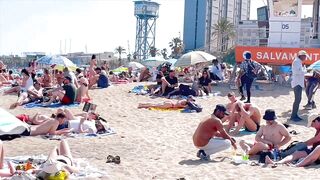 Barcelona beach walk/ beach Barceloneta????what a hot beach day????️