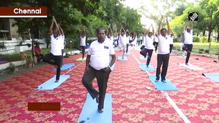 Southern Railway carries out Yoga session ahead of International Yoga Day in Chennai