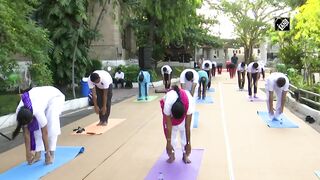 Southern Railway carries out Yoga session ahead of International Yoga Day in Chennai