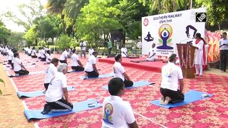 Southern Railway carries out Yoga session ahead of International Yoga Day in Chennai