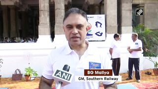 Southern Railway carries out Yoga session ahead of International Yoga Day in Chennai