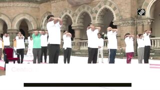 Central Railway holds Yoga session ahead of International Yoga Day in Mumbai