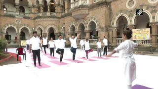 Central Railway holds Yoga session ahead of International Yoga Day in Mumbai