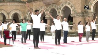 Central Railway holds Yoga session ahead of International Yoga Day in Mumbai