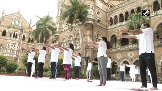 Central Railway holds Yoga session ahead of International Yoga Day in Mumbai