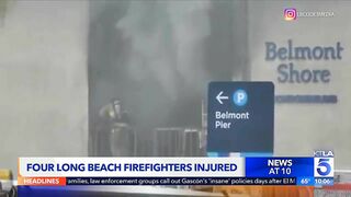 4 firefighters hurt by fireworks in Long Beach