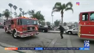 4 firefighters hurt by fireworks in Long Beach