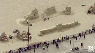 SkyEye Video: Hampton Beach Sand Sculpting Competition preparations underway