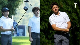 Celebrity golf swings including Tom Holland, Niall Horan and Justin Timberlake