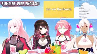 Miko and Roboco learn "Sun on the beach" from Calli [Hololive/Eng sub]