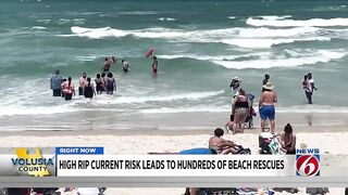 High rip current risk leads to hundreds of beach rescues in Volusia County