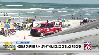 High rip current risk leads to hundreds of beach rescues in Volusia County