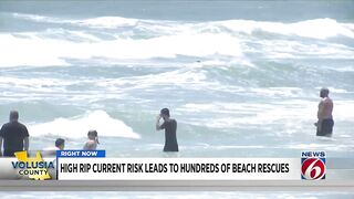 High rip current risk leads to hundreds of beach rescues in Volusia County