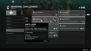 Empty Grief Bug Workaround Fix ( Seasonal Challenge Triumph ) Destiny 2